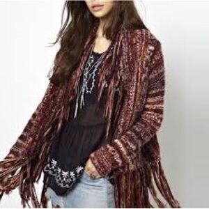Free people Birkenstock fringe cardigan Women's Multicolor Fringe Sweater